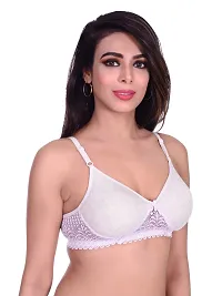 Comfortable White  Peach Cotton Blend Full Coverage Padded Bra-thumb2