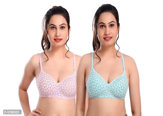 Multicoloured Cotton Blend Printed Bras For Women-thumb0