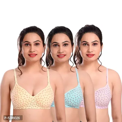 Multicoloured Cotton Blend Printed Bras For Women-thumb0