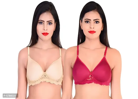 Multicoloured Cotton Blend Solid Bras For Women-thumb0