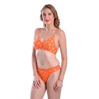 Elegant Orange Cotton Blend Heart Lingerie Set For Women-thumb2