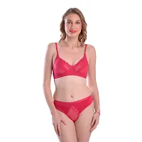 Elegant Multicoloured Cotton Blend Lace Lingerie Set For Women (Pack Of 3)-thumb1