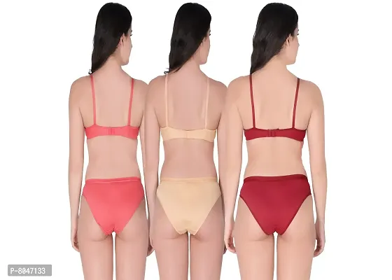 Women Solid Cotton Lingerie Set Pack Of 3-thumb4