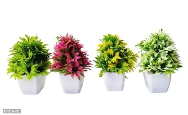 Decorative Plastic Artificial Plants with Vases-15 cm, Pack Of 4-thumb0