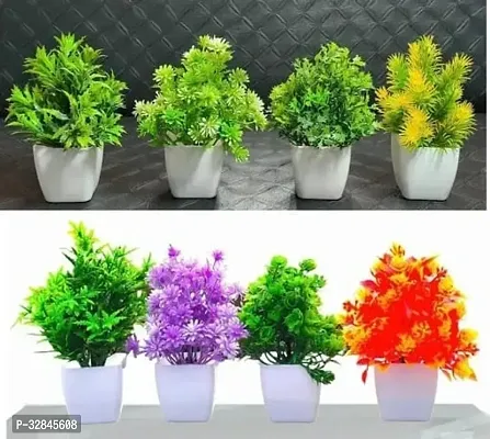 Decorative Plastic Artificial Plants with Vases-15 cm, Pack Of 8-thumb0