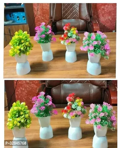 Decorative Plastic Artificial Plants with Vases-15 cm, Pack Of 8-thumb0