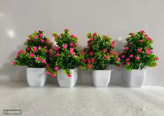 Decorative Plastic Artificial Plants with Vases-15 cm, Pack Of 4