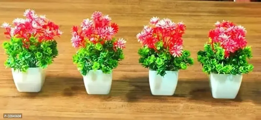 Decorative Plastic Artificial Plants with Vases-15 cm, Pack Of 4-thumb0