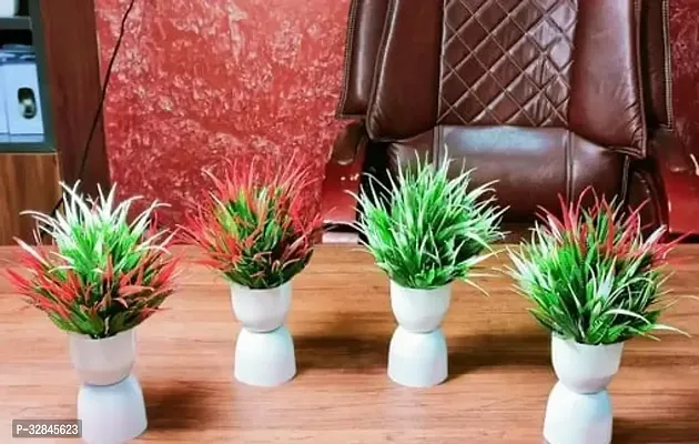 Decorative Plastic Artificial Plants with Vases-15 cm, Pack Of 4-thumb0