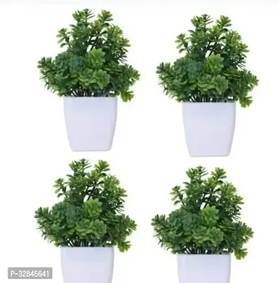 Decorative Plastic Artificial Plants with Vases-15 cm, Pack Of 4