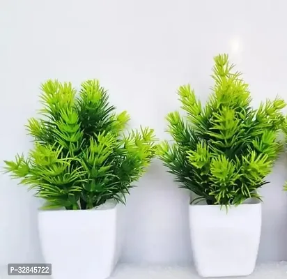 Decorative Plastic Artificial Plants with Vases-20 cm, Pack Of 2