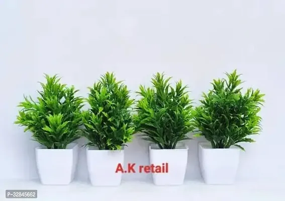 Decorative Plastic Artificial Plants with Vases-20 cm, Pack Of 4