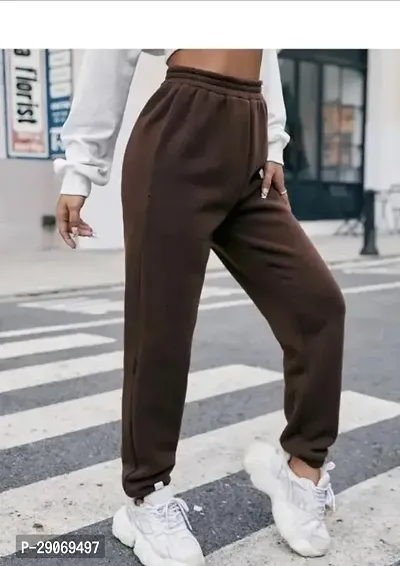 Elegant Brown Cotton Blend Solid Trouser For Women