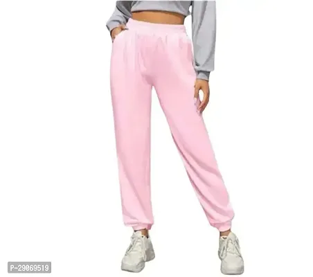 Elegant Pink Cotton Blend Solid Trouser For Women