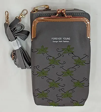 Stylish PU Leather Mobile Cell Phone Holder Pocket Purse Wallet Sling Bag Mini Shoulder Bags For Women