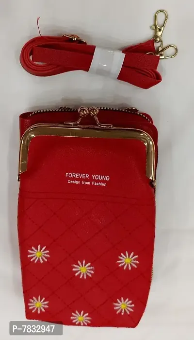 Stylish PU Leather Mobile Cell Phone Holder Pocket Purse Wallet Sling Bag Mini Shoulder Bags For Women