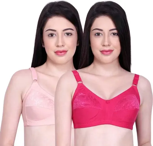 Buy Women's Viscose Cotton Spandex Basic Bras Combo Of 3 Online In