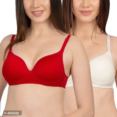 Multicoloured Cotton Blend Self Design Bras For Women