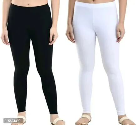 Combo Of 2 Cotton Lycra Leggings For Women-thumb0