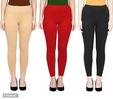Women's Cotton Solid Leggings (Pack Of 3)