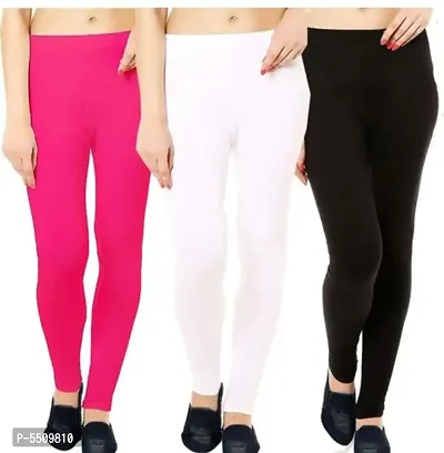 Women S Cotton Solid Leggings Pack Of 3-thumb0