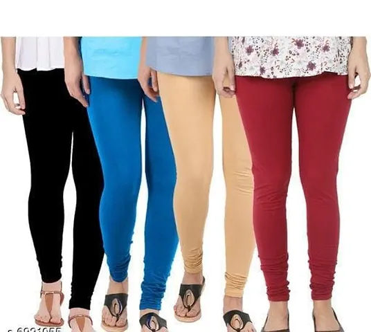 Women's Solid Colour Leggings (Pack of 4)