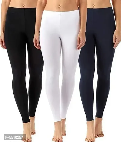 Combo of 3 Solid Cotton Leggings-thumb0