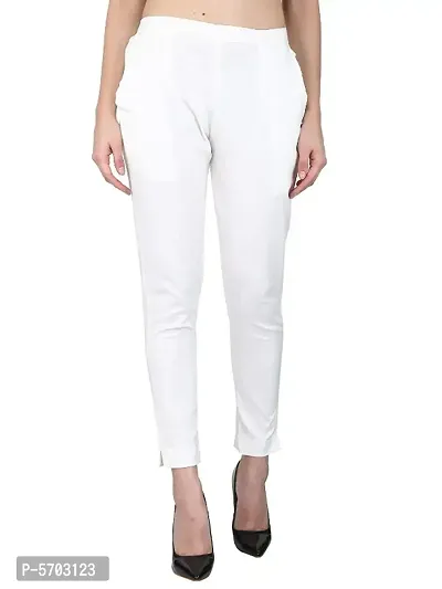 Stylish White Rayon Solid Ethnic Pants For Women