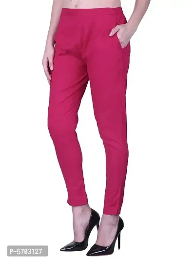 Stylish Magenta Rayon Solid Ethnic Pants For Women