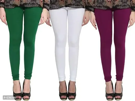 Elegant Cotton Solid Leggings For Women- Pack Of 3