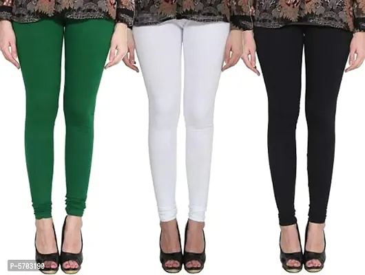 Elegant Cotton Solid Leggings For Women- Pack Of 3