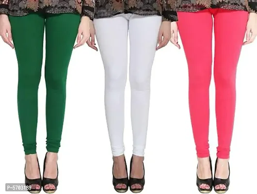 Elegant Cotton Solid Leggings For Women- Pack Of 3