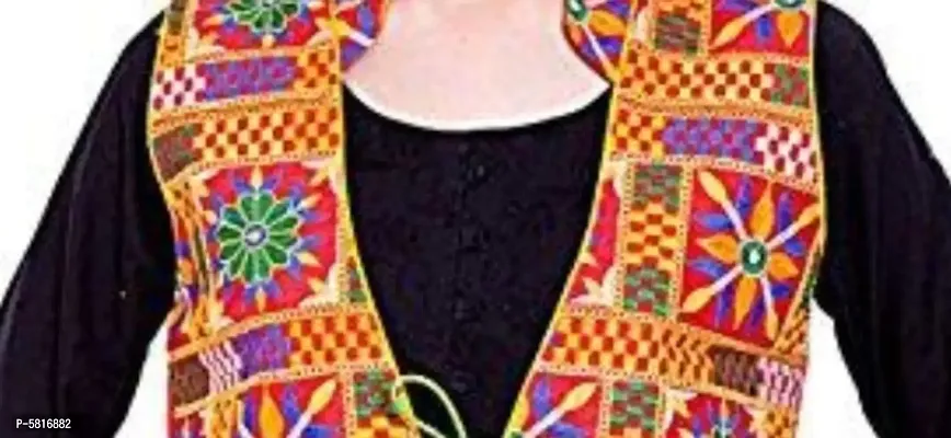 Stylish Cotton Sleeveless Ethnic Jacket For Women-thumb2