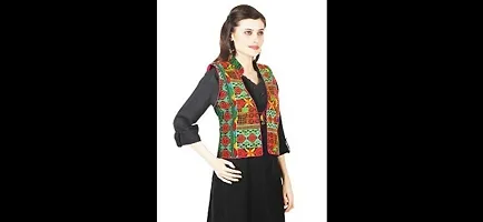 Stylish Cotton Sleeveless Ethnic Jacket For Women-thumb1
