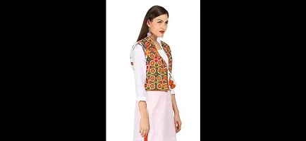 Stylish Cotton Sleeveless Ethnic Jacket For Women-thumb1