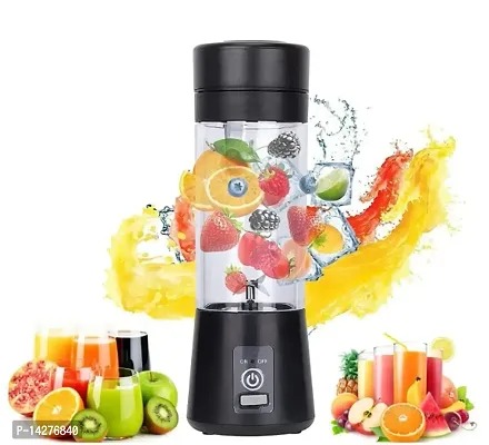 Mishka Rechargeable Portable USB Juicer Bottle Electric Mixer Blender Smoothie Maker Grinder -6 Stainless Steal Blades 380 ml For Fruits,Drinks,Shakes At Sports,Travel,Outdoor,Gym,Kitchen-thumb0