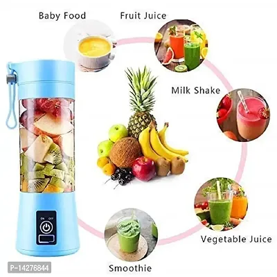 Mishka Rechargeable Portable USB Juicer Bottle Electric Mixer Blender Smoothie Maker Grinder -6 Stainless Steal Blades 380 ml For Fruits,Drinks,Shakes At Sports,Travel,Outdoor,Gym,Kitchen-thumb0