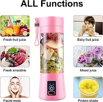 Mishka Rechargeable Portable USB Juicer Bottle Electric Mixer Blender Smoothie Maker Grinder -6 Stainless Steal Blades 380 ml For Fruits,Drinks,Shakes At Sports,Travel,Outdoor,Gym,Kitchen-thumb1