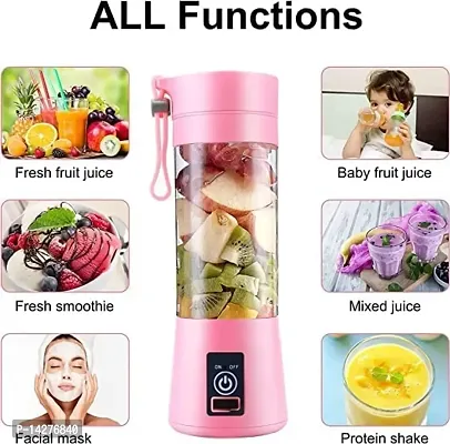 Mishka Rechargeable Portable USB Juicer Bottle Electric Mixer Blender Smoothie Maker Grinder -6 Stainless Steal Blades 380 ml For Fruits,Drinks,Shakes At Sports,Travel,Outdoor,Gym,Kitchen-thumb2
