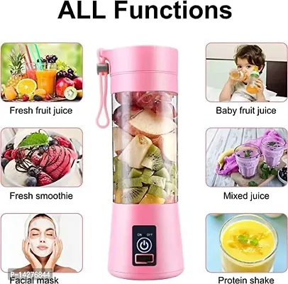 Mishka Rechargeable Portable USB Juicer Bottle Electric Mixer Blender Smoothie Maker Grinder -6 Stainless Steal Blades 380 ml For Fruits,Drinks,Shakes At Sports,Travel,Outdoor,Gym,Kitchen-thumb3