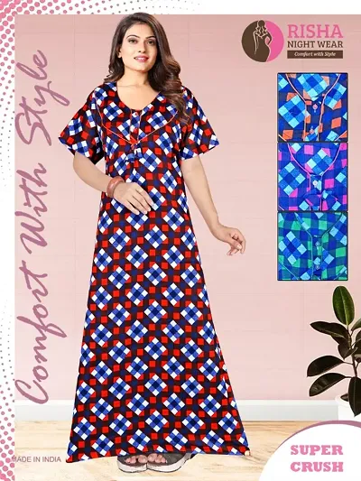 Cotton Printed Nighty/Night Gown For Women