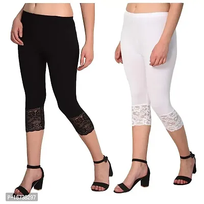 Fancy Capri Leggings for Women | Stylish Net Capri for Girls-thumb0