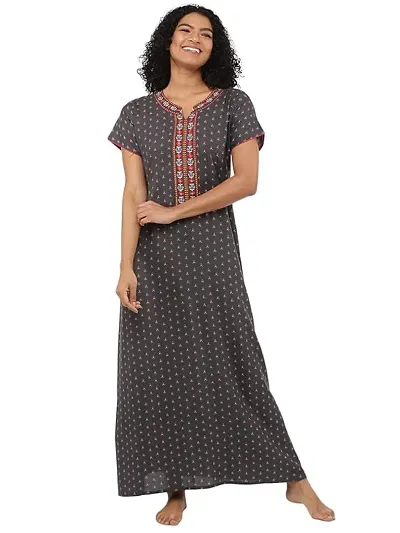 Designer Cotton Nighty for Women | Floral Printed Night Gown