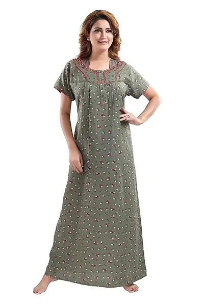 Designer Cotton Nighty for Women | Floral Printed Night Gown