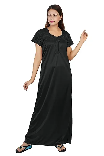 Satin Solid Night Gowns For Women