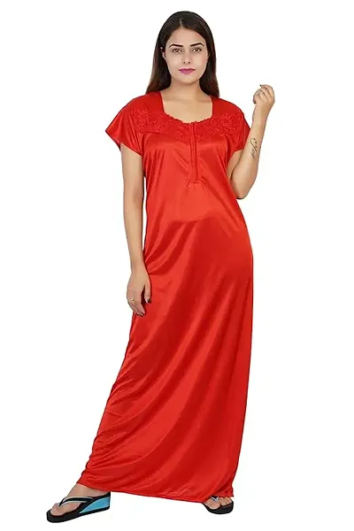 Women Night Dress Satin Maxi Nighty Night Dress Without Inner