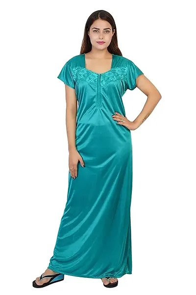 Women Night Dress Satin Maxi Nighty Night Dress Without Inner