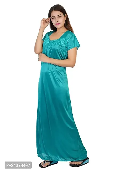 Women's Premium Stylish Satin Half Sleeve Nighty/Nightgown/Maxi/Nightdress/Sleepwear-thumb3