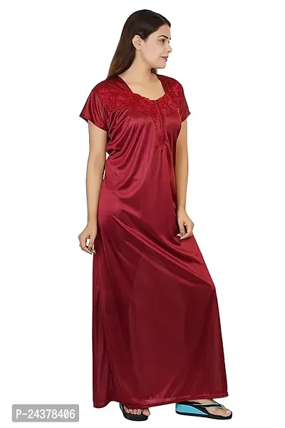 Women's Premium Stylish Satin Half Sleeve Nighty/Nightgown/Maxi/Nightdress/Sleepwear-thumb2