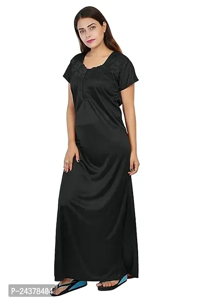 Stylish Satin Half Sleeve Nighty For Women-thumb2